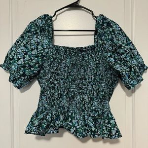 J Crew Smocked Short Sleeve Top Size XL NWT